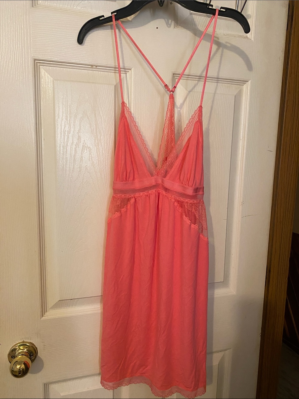 Women's Victoria Secret Coral Lace-Trim Chemise Nightgown